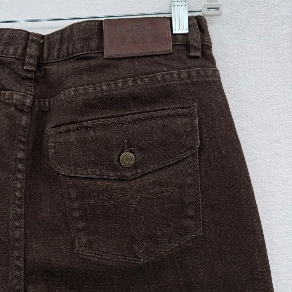 Lauren Jeans Co Ralph Lauren Denim Size 10 Boot Cut Washed‎ Brown Patch Pockets - Picture 4 of 12